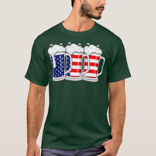 Bier American Flag 4. Juli USA Merica T-Shirt (Vorderseite)