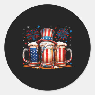 Bier American Flag USA 4. Juli Party trinken Runder Aufkleber