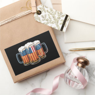 Bier Amerikanische Flagge 4. Juli Merica Trinken U Rechteckiger Aufkleber
