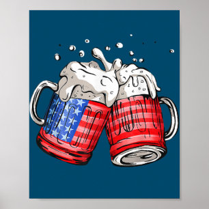 Bier Amerikanische Flagge 4. Juli Poster