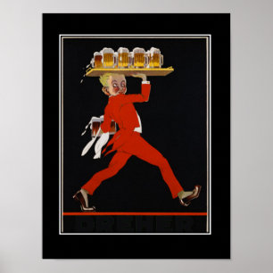 Bier Art Deco Vintage-Plakat Poster