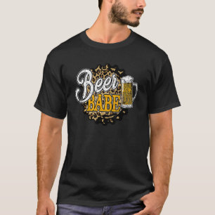 Bier Babe Leopard Drink Babe Beer Day T-Shirt