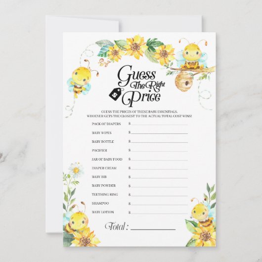 Bier Baby Dusche Preis Spiel Einladung (Vorderseite)