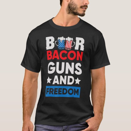 Bier Bacon and Freedom 4. Juli T-Shirt (Vorderseite)