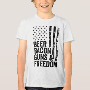 Bier Bacon Guns & amp; Freedom _ Usa Flag Grillen  Tri-Blend Shirt