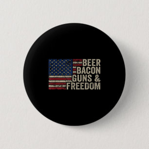 Bier Bacon Waffen & Dom - Bbq Vintage USA-Flag Button