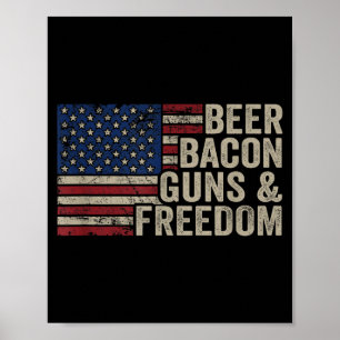Bier Bacon Waffen &amp; Dom - Bbq Vintage USA-Flag Poster