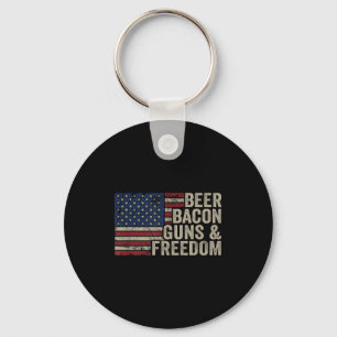 Bier Bacon Waffen &amp; Dom - Bbq Vintage USA-Flag Schlüsselanhänger
