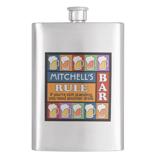 BIER Bar Pop Art INDIVIDUELLE NAME Flasche Flachmann (Vorderseite)