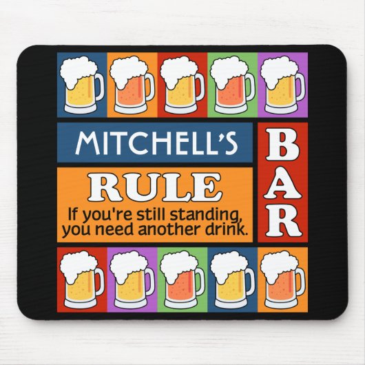 BIER Bar Pop Art INDIVIDUELLE NAME Mousepad (Vorne)