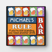 BIER Bar Pop Art INDIVIDUELLE NAME Plaque Fotoplatte (Vorderseite)