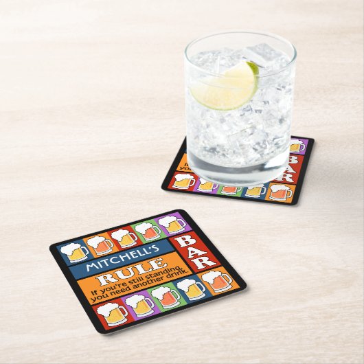 BIER Bar-Pop-Kunst-Name-Untersetzer Rechteckiger Pappuntersetzer (Vor Ort)