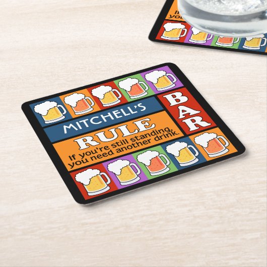 BIER Bar-Pop-Kunst-Name-Untersetzer Rechteckiger Pappuntersetzer (angewinkelt)