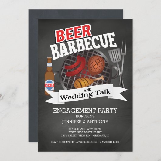 Bier Barbecue Wedk Talk Engagement Party Einladung (Vorne/Hinten)