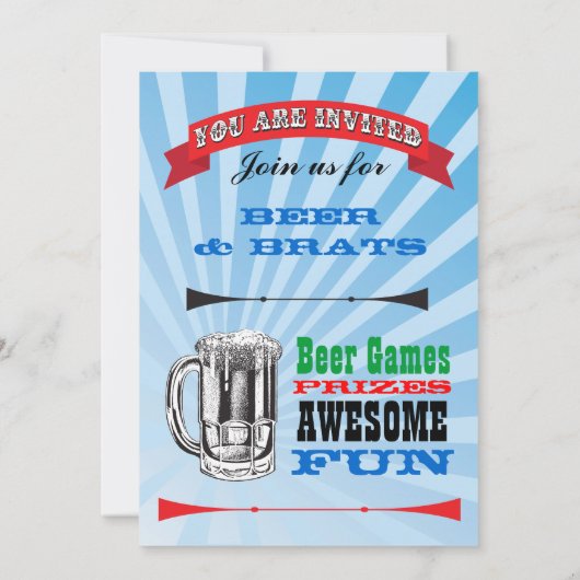 Bier Bash Geburtstagsparty Einladungen (Rückseite)