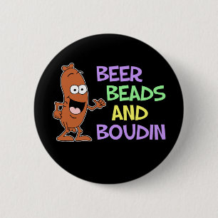 Bier Beads und Boudin Mardi Gras Button