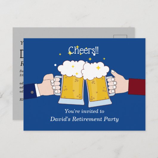 Bier, Beifall, Party für Erwachsene Einladungspostkarte (Vorne/Hinten)