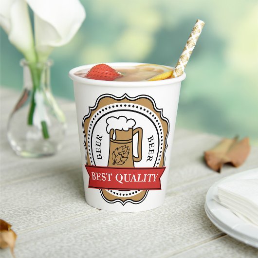 Bier Beste Qualität Abzeichen Pappbecher