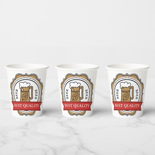 Bier Beste Qualität Abzeichen Pappbecher