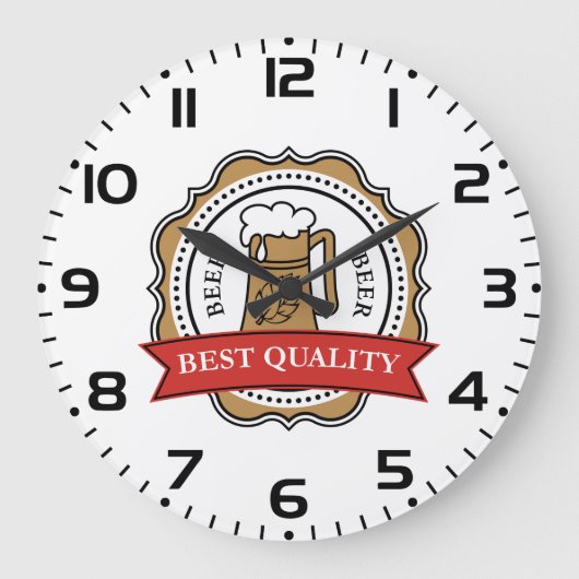 Bier Beste Qualität Floßbrew Badger Große Wanduhr (Vorderseite)