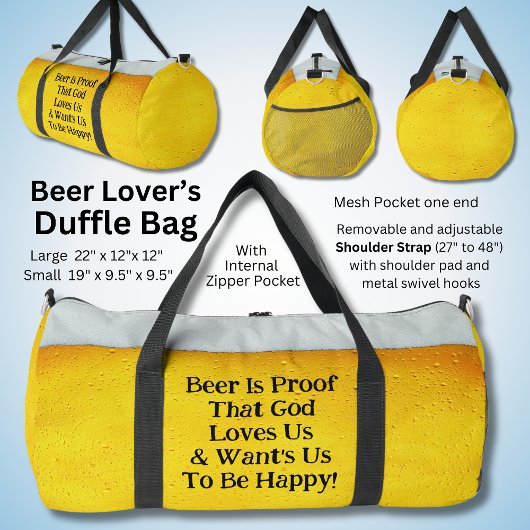 Bier beweist, dass Gott uns Liebe, dass wir glückl Duffle Bag