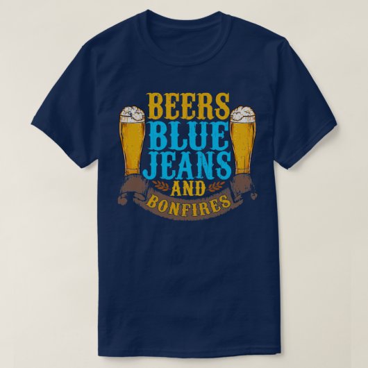 Bier Blue Jeans und Bonfire T-Shirt (Design vorne)