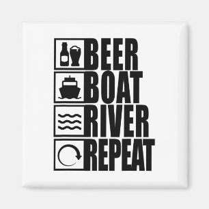 Bier Boot Fluss Wiederholung Trinken Fluss Leben Magnet