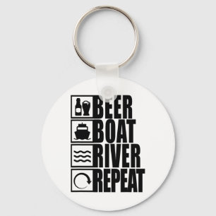 Bier Boot Fluss Wiederholung Trinken Fluss Leben Schlüsselanhänger