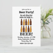 Bier Bottle Funny Beer Einladung (Stehend Vorderseite)