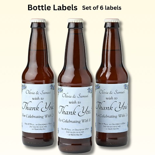 Bier Bottle Labels - Blue Peony Wedding Bierflaschenetikett
