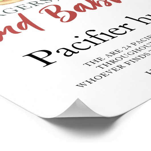 Bier & Bottle Schnuller Jagd Baby Dusche Spiel Poster (Ecke)