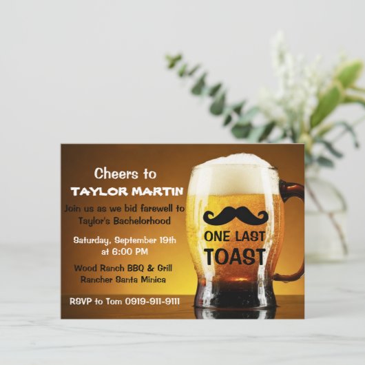 Bier Boys Night Out Bachelor's Party Einladung (Stehend Vorderseite)