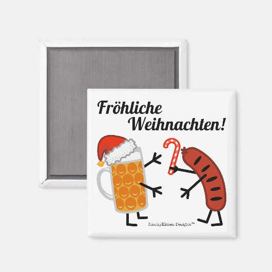 Bier & Bratwurst - Fröhliche Weihnachten! Magnet (Vorderseite/Rückseite)