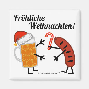Bier & Bratwurst - Fröhliche Weihnachten! Magnet