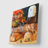 Bier, Brot und Fall Quadratische Wanduhr (Winkel)