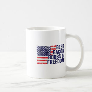 Bier Bycon Breast and Freedom - Funny US Flag Gril Kaffeetasse