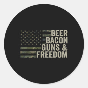 Bier Bycon Guns and Freedom - Funny Grillen Drink Runder Aufkleber