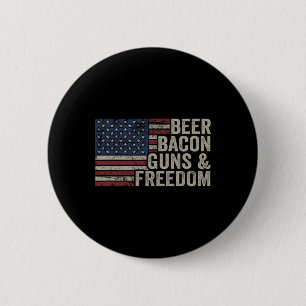 Bier Bycon Guns and Freedom - Grillen Vintage Flag Button