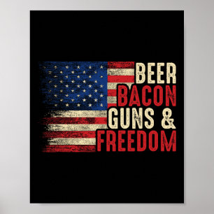 Bier Bycon Guns and Freedom - Grillen Vintage Flag Poster