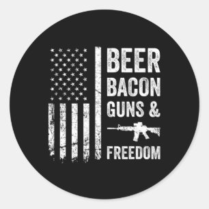 Bier Bycon Guns and Freedom - US Grillen American  Runder Aufkleber