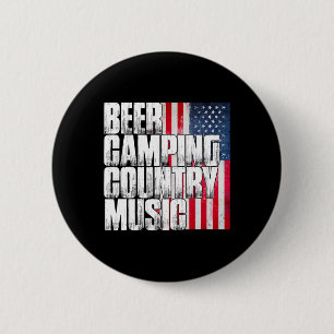 Bier Camping Country-Musik Patriotisch Amerikanisc Button