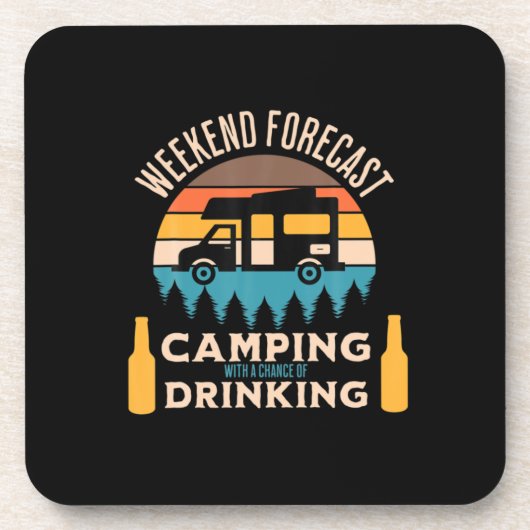 Bier Camping mit Bier zum Geburtstag Getränkeuntersetzer (Vorderseite)