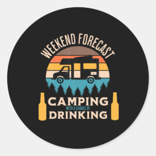 Bier Camping mit Bier zum Geburtstag Runder Aufkleber