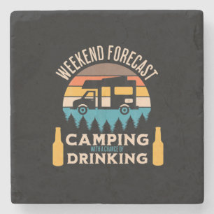 Bier Camping mit Bier zum Geburtstag Steinuntersetzer
