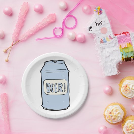 Bier Can Illustration Retro Bierdesign Pappteller (Party)