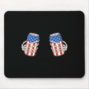 Bier Can Skeleton Hand Funny 4. Juli Amerikaner Mousepad
