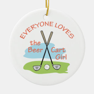 Bier Cart Girl Keramik Ornament