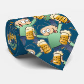 Bier-Cartoon im blauen Hintergrund Krawatte (Gerollt)