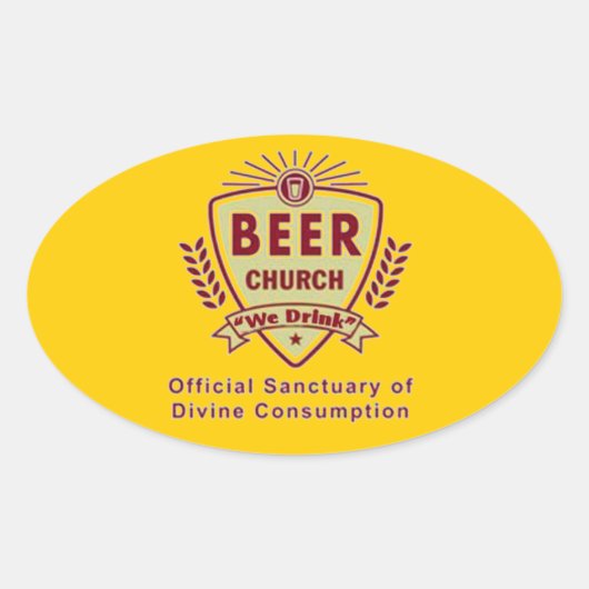 BIER CHURCH OVALER AUFKLEBER (Vorderseite)