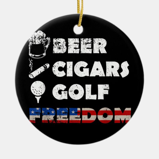 Bier Cigars Golf Freiheit Raucher Drinker Golfer Keramik Ornament (Vorne)